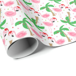 Papel De Regalo Navidades de playa tropical Flamingos Aves