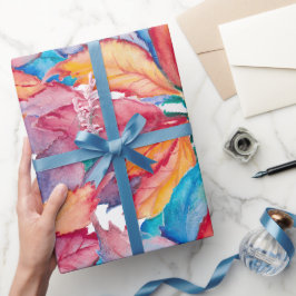 Papel De Regalo Navidades de Poinsettia Botánica Pintada de Acuare
