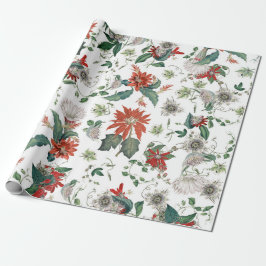 Papel De Regalo Navidades de Poinsettia de la Viña Elegante Flores