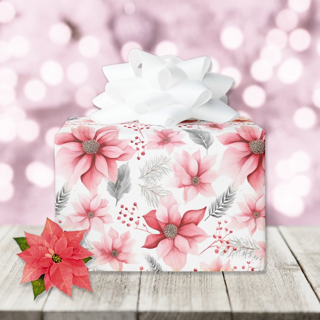 Papel De Regalo Navidades de Poinsettia Rosa (Subido por el creador)
