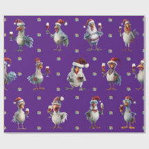 Navidades de pollo divertidos Fiesta de vino morad