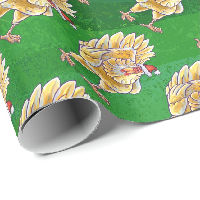 Papel De Regalo Navidades De Pollo En Verde (Esquina del rollo)