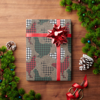Papel De Regalo Navidades de pollo Plaid Burlap