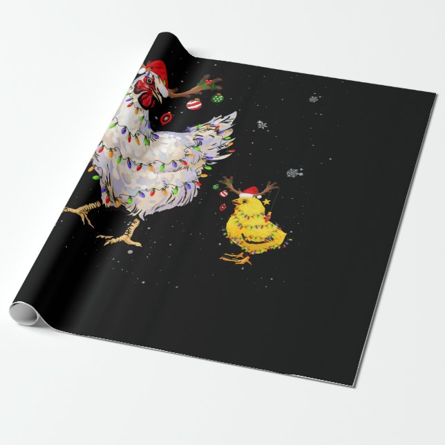 Papel De Regalo Navidades de pollo Tee Reindes Navidades Luces (Desenrollado)