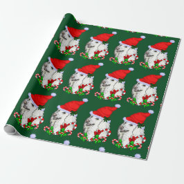 Papel De Regalo Navidades de Poodle Santa Hat