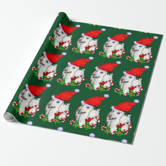 Papel De Regalo Navidades de Poodle Santa Hat (Desenrollado)