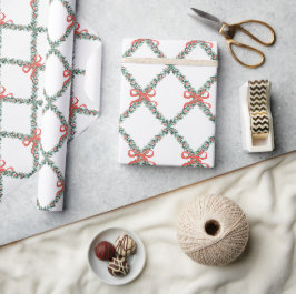 Papel De Regalo Navidades de Preppy enrejado con pequeños arcos ro
