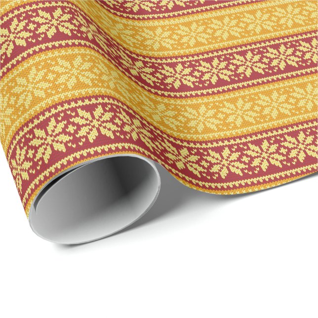 Papel De Regalo Navidades de punto brillante copo de nieve amarill (Esquina del rollo)