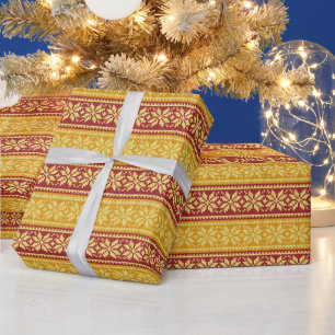 Papel De Regalo Navidades de punto de pezuña de oro feo rojo suéte