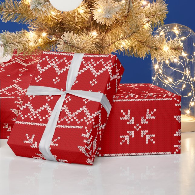 Papel De Regalo Navidades de punto Dulce Dulce de Poinsettia Roja (Vacaciones)