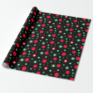 Papel De Regalo Navidades de puntos negros rojos y verdes