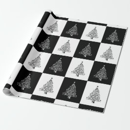 Papel De Regalo Navidades de Purpurina blanco y negro