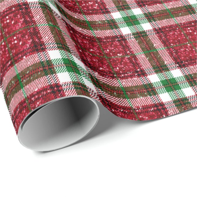 Papel De Regalo Navidades de purpurina Plaid (Esquina del rollo)