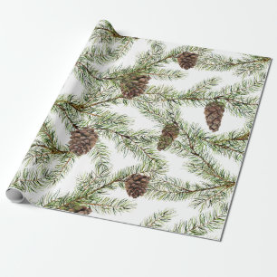 Papel De Regalo Navidades de ramas y conos de pino, Año Nuevo