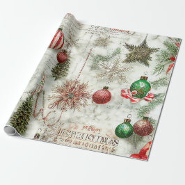 Papel De Regalo Navidades de ramas y hojas rústicas de época