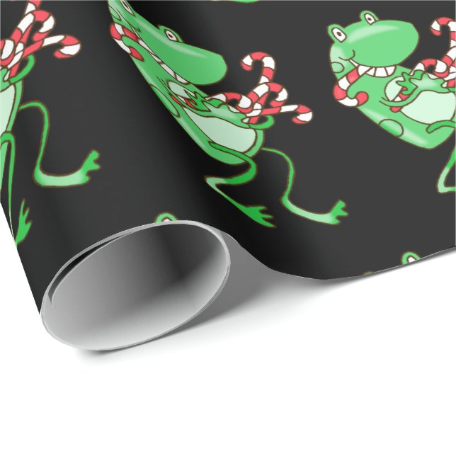 Papel De Regalo Navidades de ranas — Rana, Candy Cane Xmas (Esquina del rollo)