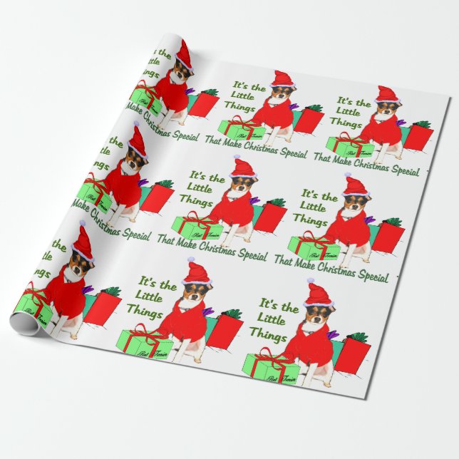 Papel De Regalo Navidades de Rat Terrier (Desenrollado)