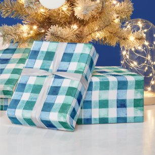 Papel De Regalo Navidades de rayas de plástico azul verde