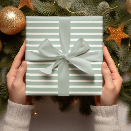 Papel De Regalo Navidades de rayas verdes modernas