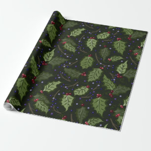Papel De Regalo Navidades de Red and Purple Berries Holly