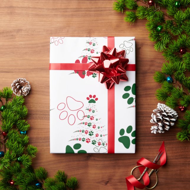 Papel De Regalo Navidades de Red Dog Paw y Green (Regalo de vacaciones)