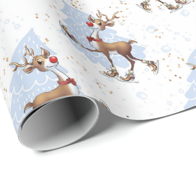 Papel De Regalo Navidades de Reindeer Rudolph (Esquina del rollo)