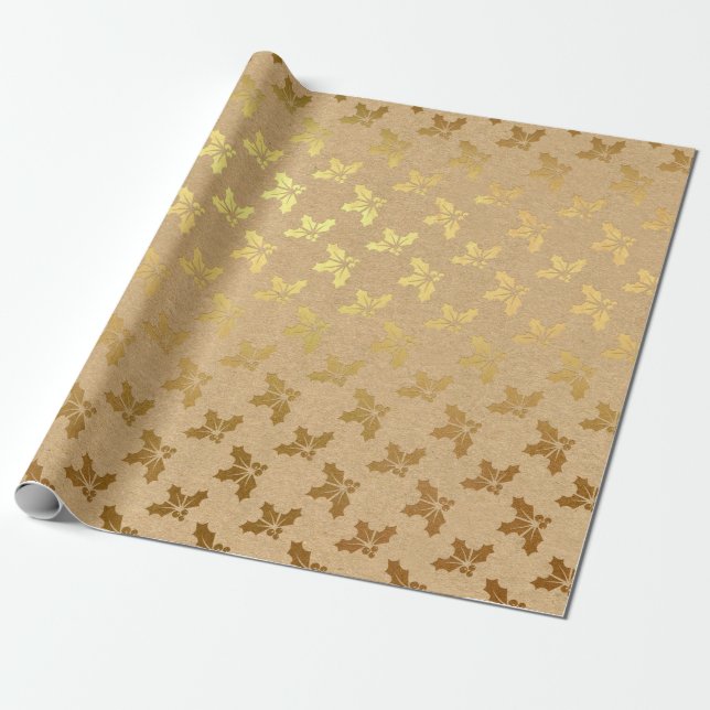 Papel De Regalo Navidades de Relieve metalizado dorado (Desenrollado)