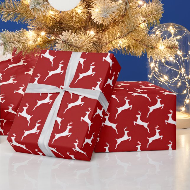 Papel De Regalo Navidades de reno blanco rojo (Vacaciones)