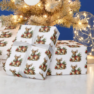 Papel De Regalo Navidades de reno con azulejos