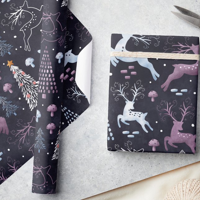 Papel De Regalo Navidades de renos de bosques festivos (Subido por el creador)