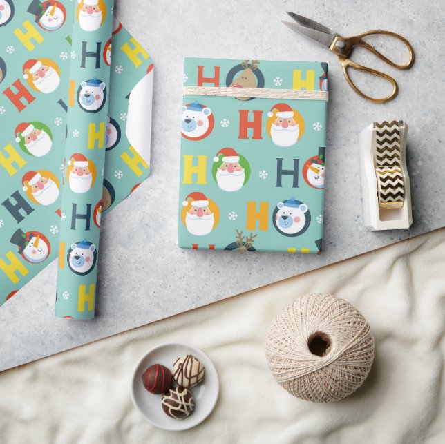 Papel De Regalo Navidades de renos de Cute Ho Ho Ho Ho Santa Snowm (Artesanía)