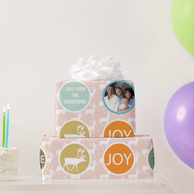 Papel De Regalo Navidades de renos de la familia Peach Merry Brigh (Regalos de fiesta)