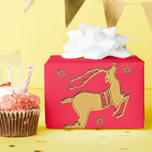 Papel De Regalo Navidades de renos dorados