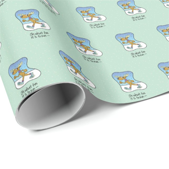 Papel De Regalo Navidades de renos en ejercicio (Esquina del rollo)