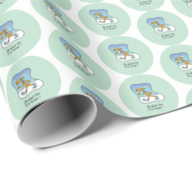 Papel De Regalo Navidades de renos en ejercicio (Esquina del rollo)