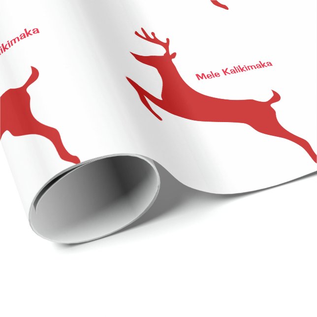 Papel De Regalo Navidades de renos rojos Mele Kalikimaka (Esquina del rollo)