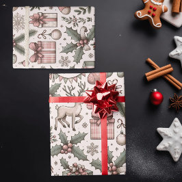 Papel De Regalo Navidades de renos y de rebaño antiguos