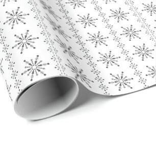 Papel De Regalo Navidades De Resumen Blanco Y Gris Con Copos De Ni