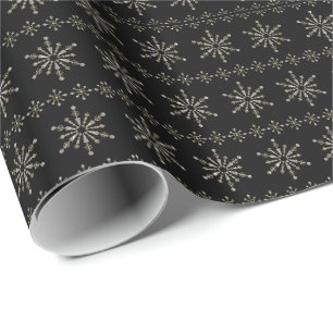 Papel De Regalo Navidades de resumen gris plateado y negro con cop