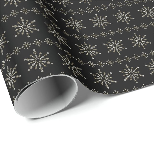 Papel De Regalo Navidades de resumen gris plateado y negro con cop (Esquina del rollo)