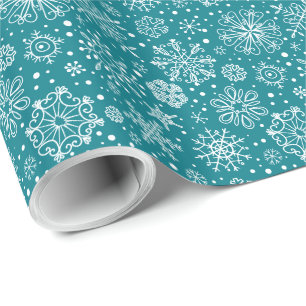 Papel De Regalo Navidades de resumen turquesa y blanco copos de ni