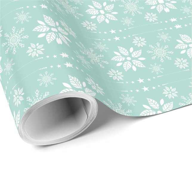 Papel De Regalo Navidades de resumen verde azulada-verde y blanco  (Esquina del rollo)