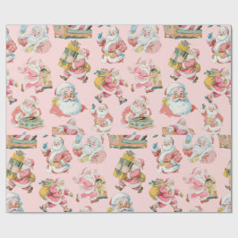 Papel De Regalo Navidades de Retro Rosado Groovy Santa Claus