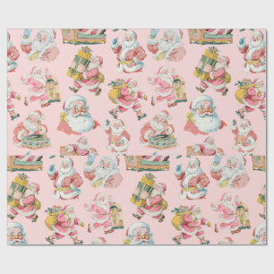 Papel De Regalo Navidades de Retro Rosado Groovy Santa Claus