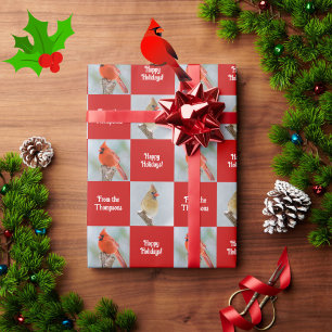 Papel De Regalo Navidades de revisión roja de aves cardinales pers