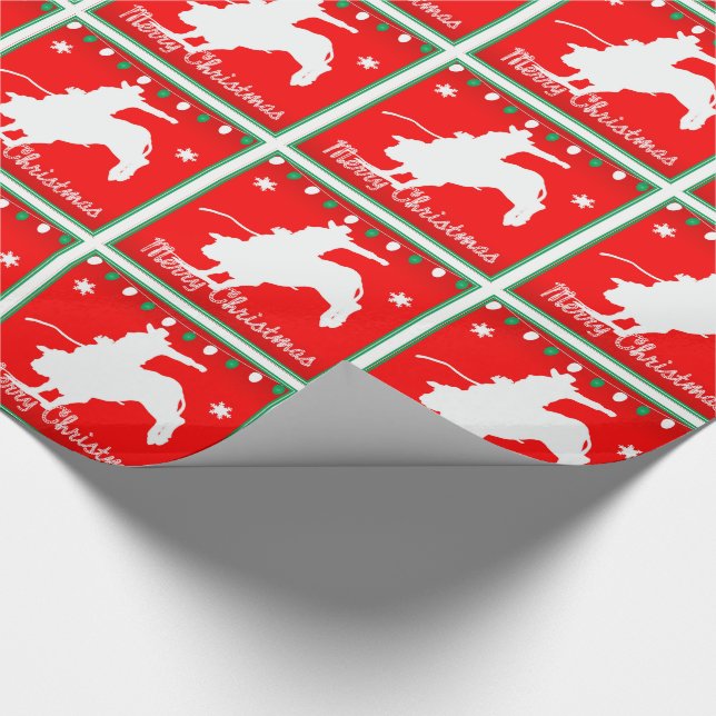 Papel De Regalo Navidades de Rodeo Occidental de Cowboy Bull Ridin (Esquina)