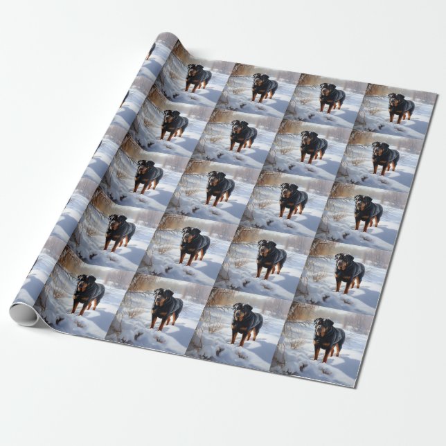 Papel De Regalo Navidades de Rottweiler Let It Snow (Desenrollado)