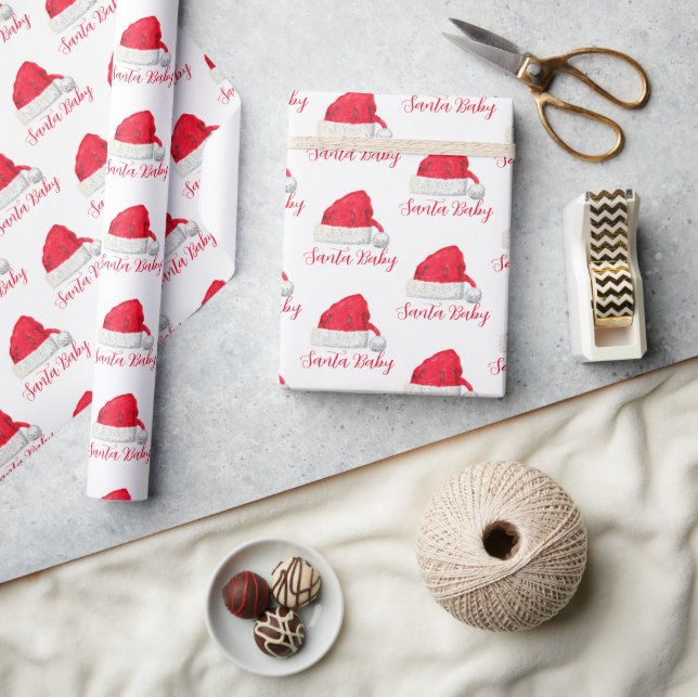 Papel De Regalo Navidades de Santa Bebé Baby Shower Rojo (Artesanía)