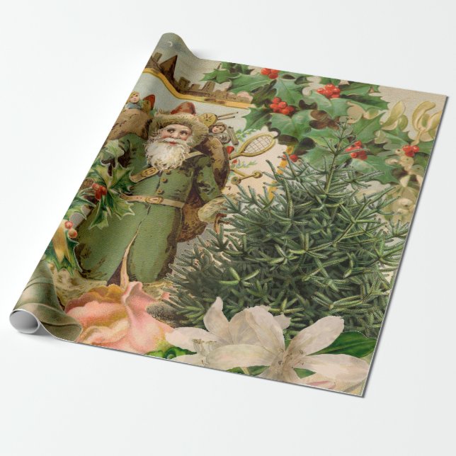 Papel De Regalo Navidades de Santa Claus Bellas Artes Antiguas (Desenrollado)