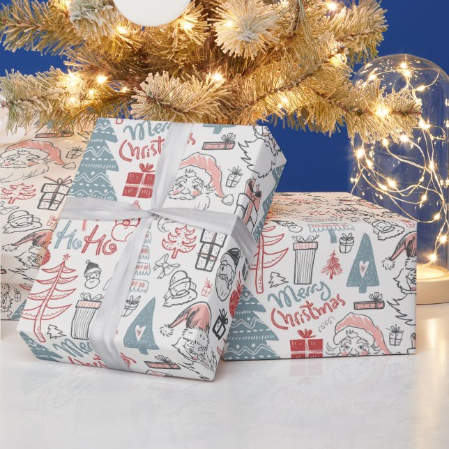 Papel De Regalo Navidades de Santa Claus con grietas de estilo ant (Vacaciones)